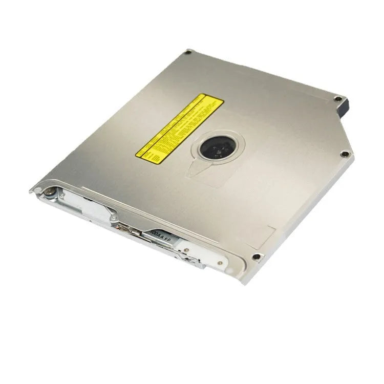 Silver MacBook Pro 13 optical drive replacement with SATA connector and UJ8A8 specification marking