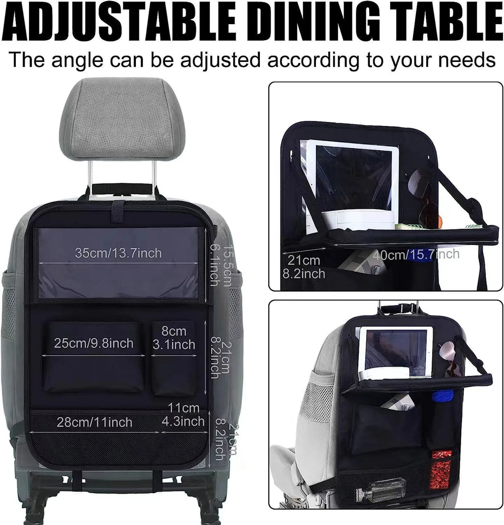Black Oxford cloth car seat back buggy bag showing 42x30cm hanging storage organiser for vehicles