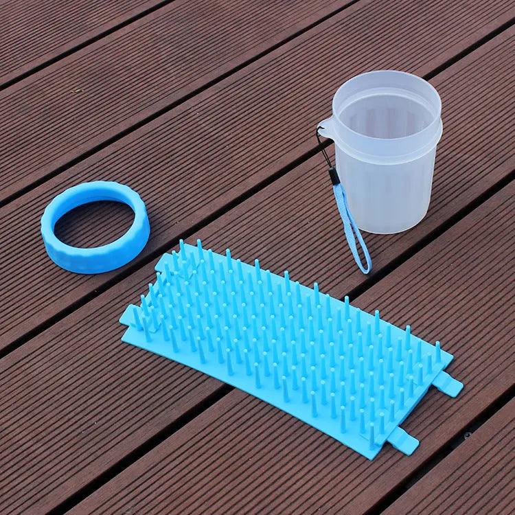 Blue silicone and PP plastic dog footwash bucket for small dog bathing