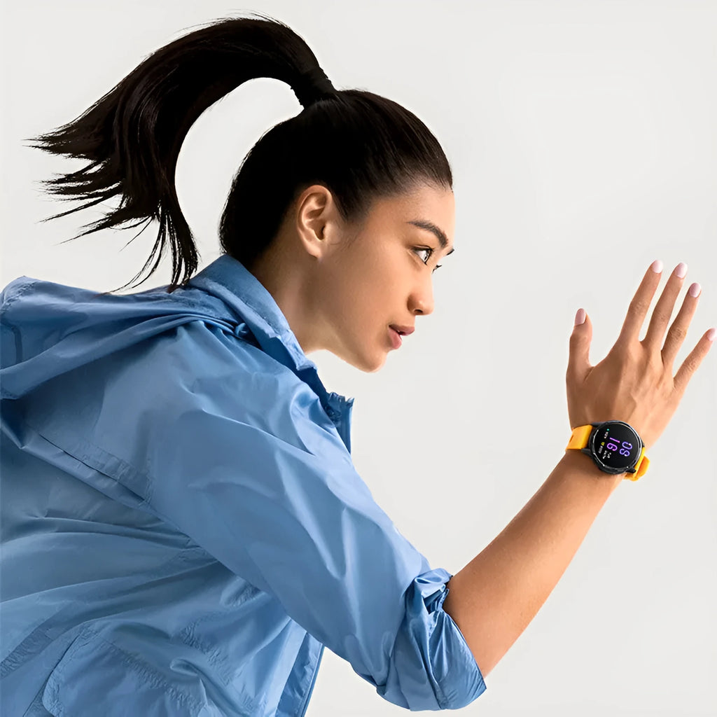 Dual band GPS smart watch with touchscreen display and silicone strap in multiple colour options