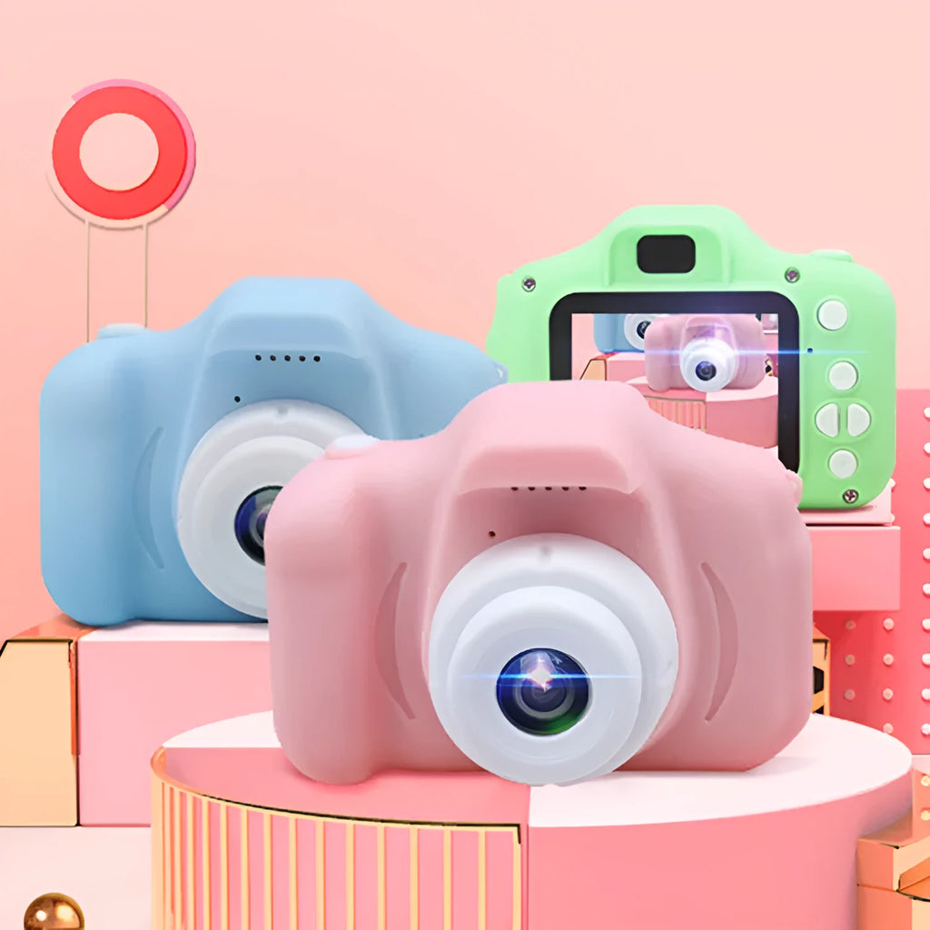 X2 HD mini cartoon kids digital camera in silicone case with 2-inch screen and 13MP lens.
