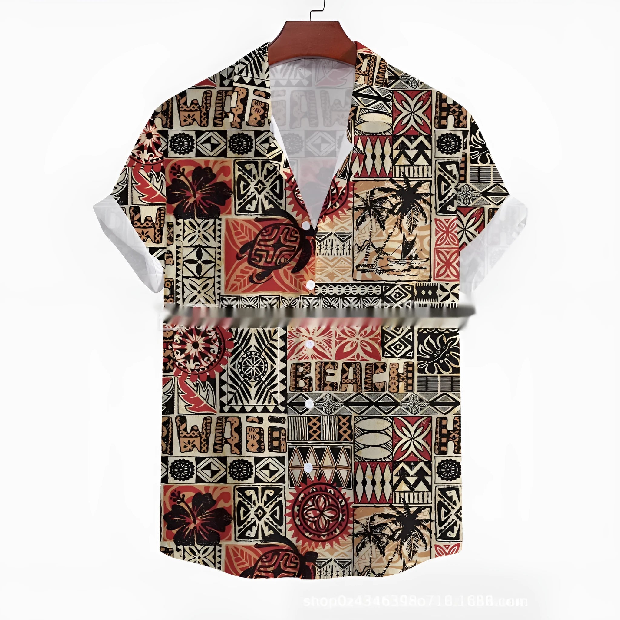 Men's floral printed short-sleeved casual shirt in loose cardigan style for summer wear