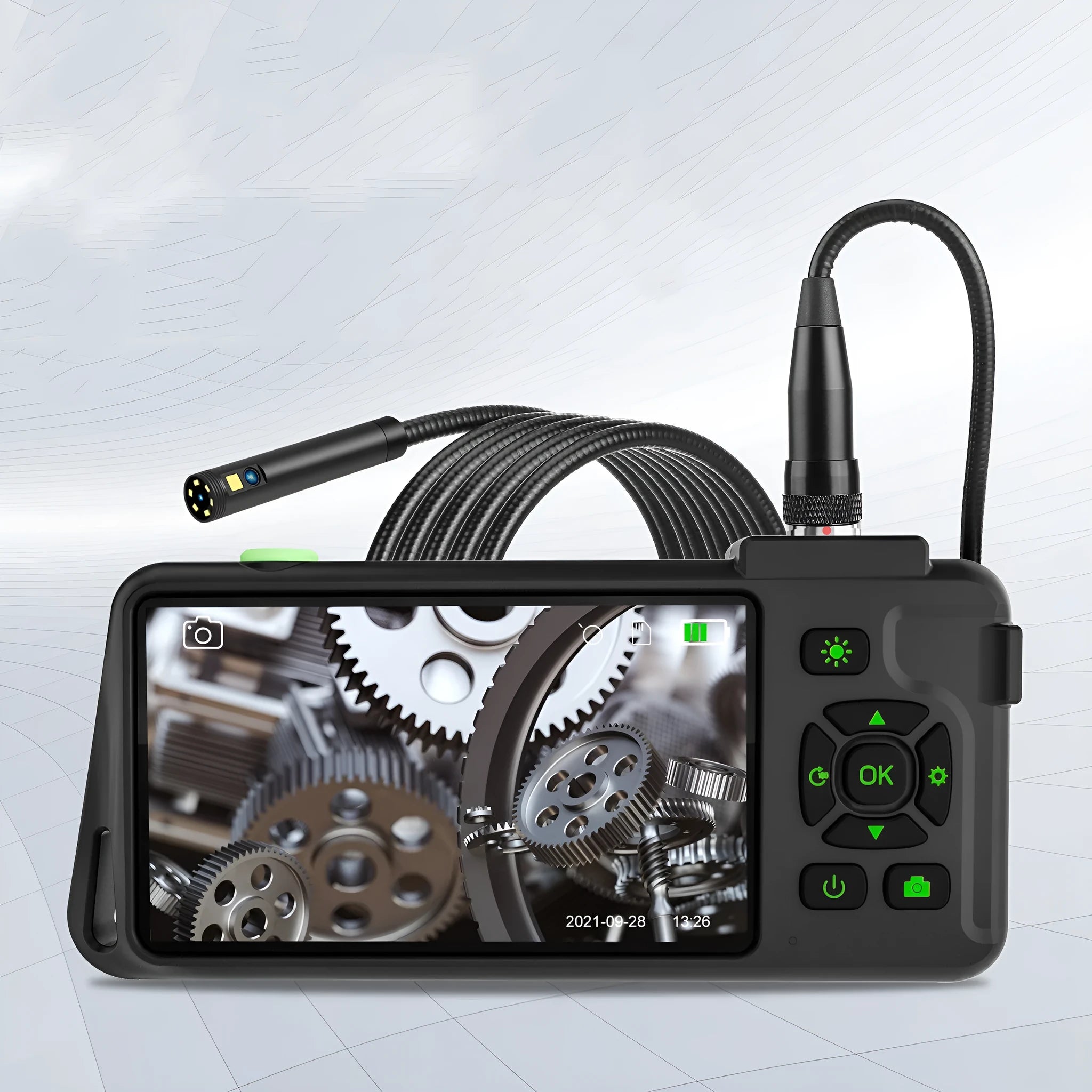 Portable handheld industrial endoscope with 4.5-inch screen and flexible inspection probe