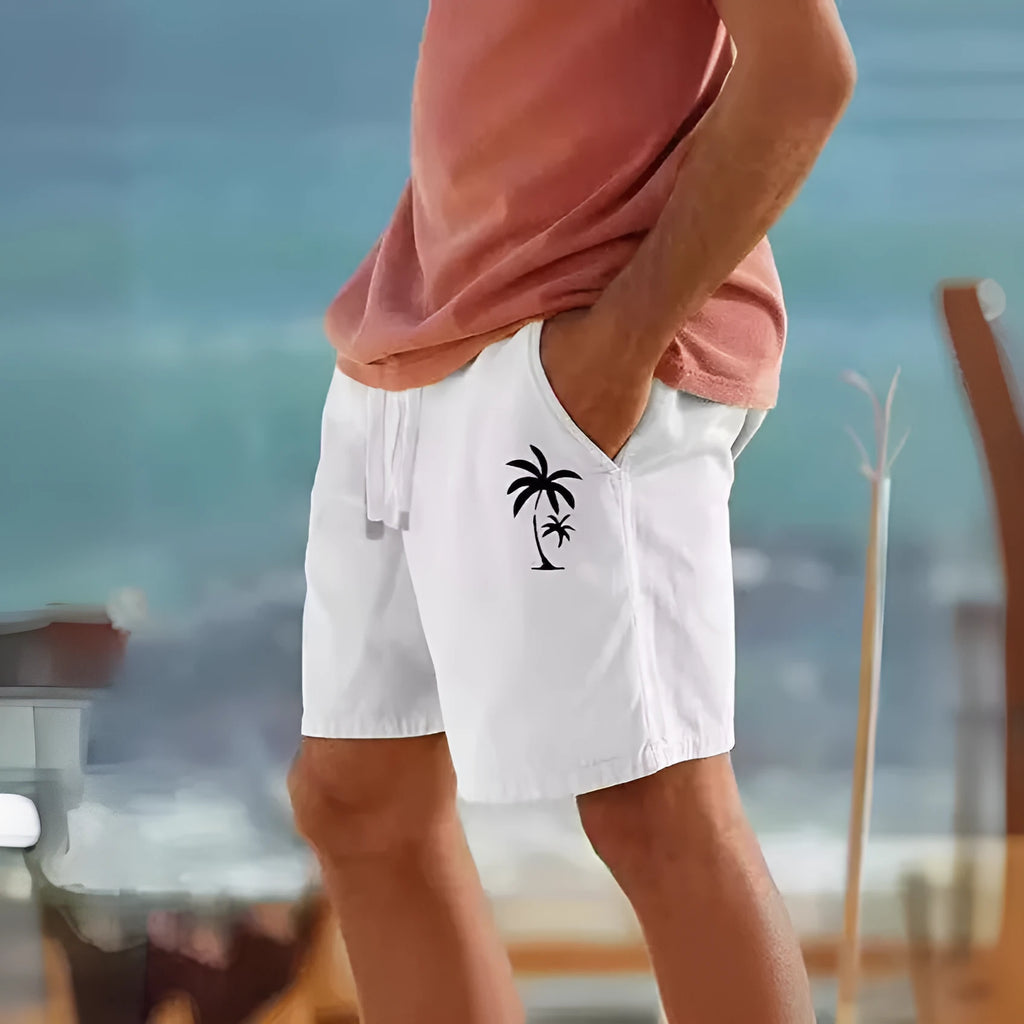 Men's drawstring shorts in cotton blend fabric, shown in Army Green colour with elasticated waistband.
