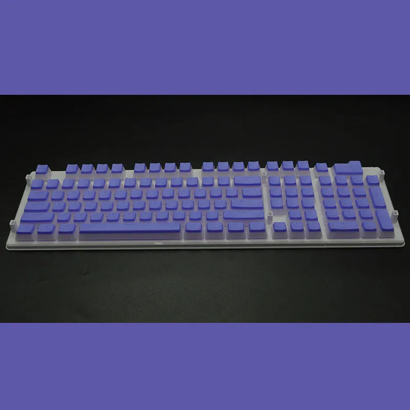108 key double skin pudding cream PBT translucent mechanical keyboard keycap set showing RGB backlight enhancement
