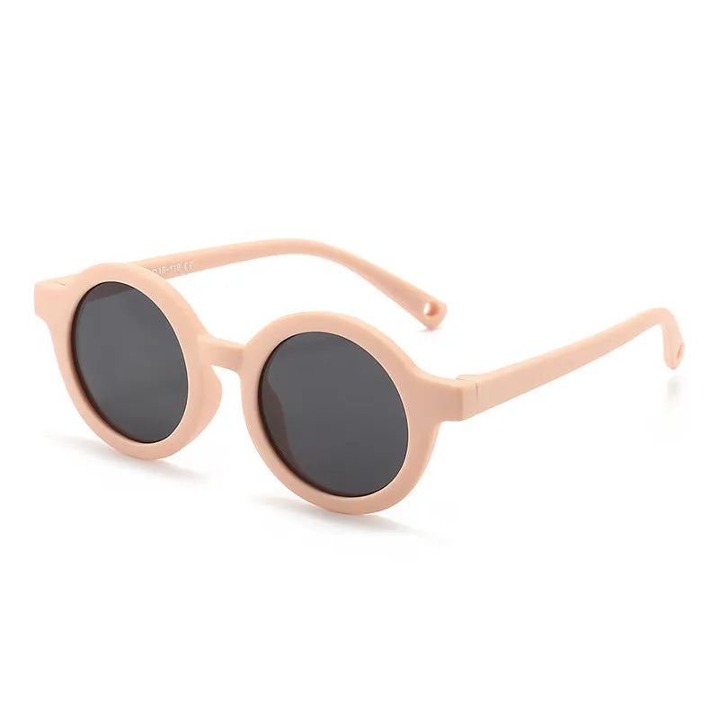 Children's silicone sunglasses with round frame and polarized lenses for 0-3 year olds