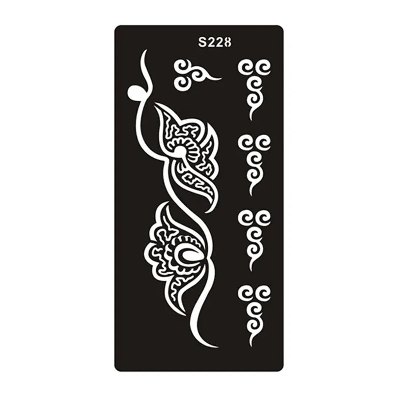 Geometric patterned temporary tattoo sticker sheet in a Southeast Asian style on water transfer paper.