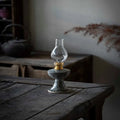 Handmade black Shino kerosene lamp ornament, 23.8cm high and 7.8cm wide, with underglaze finish and retro split design.