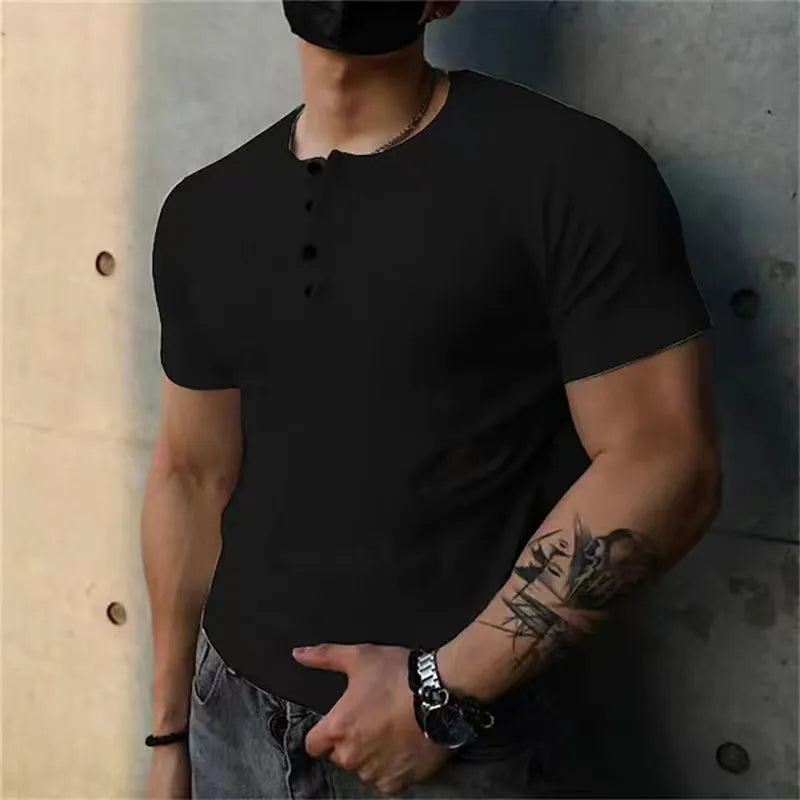 Men's retro cotton short sleeve fitness t-shirt in loose pullover style, available in six colours and sizes M to XXXL