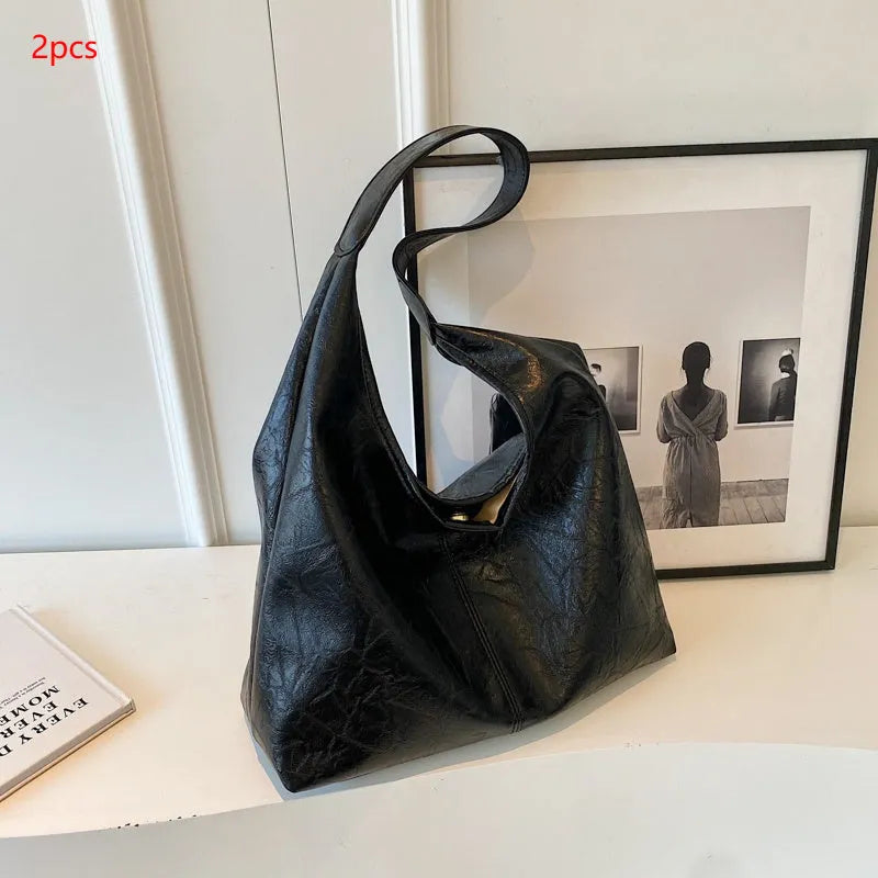 Women's casual shoulder bag in soft PU leather with large capacity and street trend style