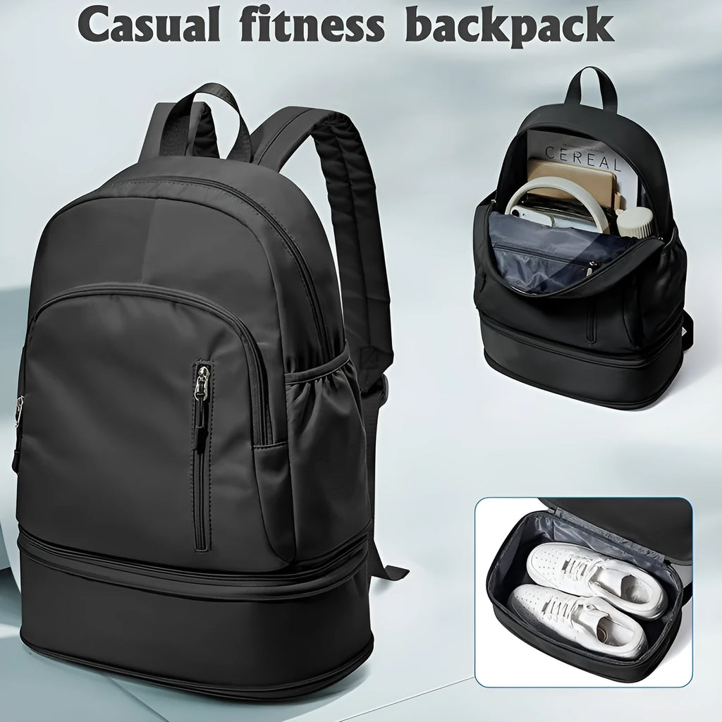 Women's casual waterproof polyester backpack in solid colour with adjustable shoulder straps
