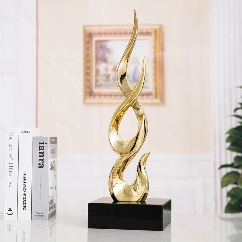 High-rise resin decoration crafts in gold and silver colours with modern simple design