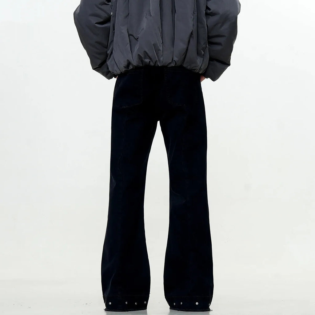 Cotton American retro skinny jeans in black colour with straight-leg trousers design