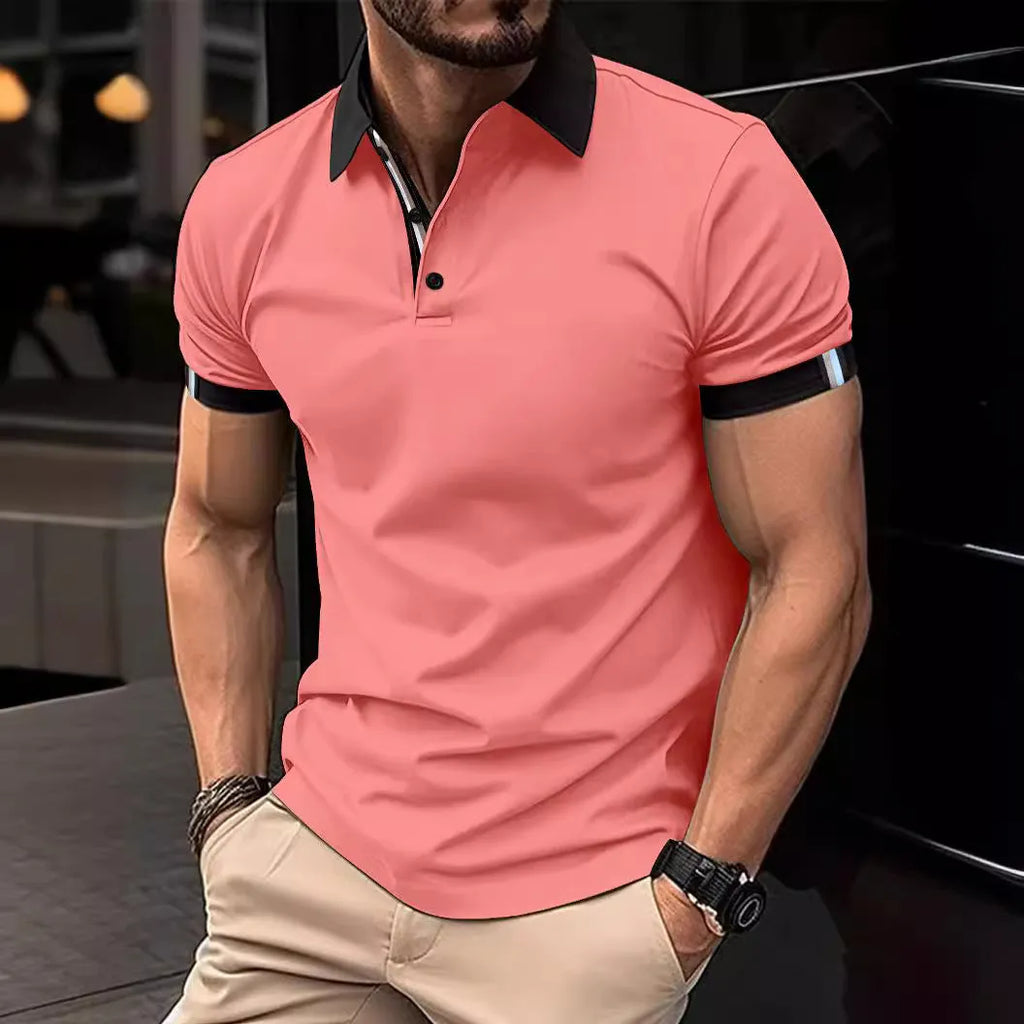 Men's casual slim-fit button shirt in plaid pattern, available in multiple colours, polyester fibre