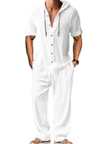 Men's two-piece cotton sportswear leisure suit in a classic colour on a hanger