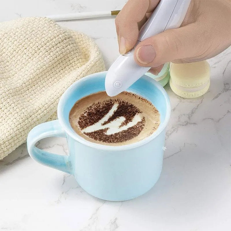 Electric coffee drawing pen in yellow red pink white green colours for food decoration on cake and biscuits