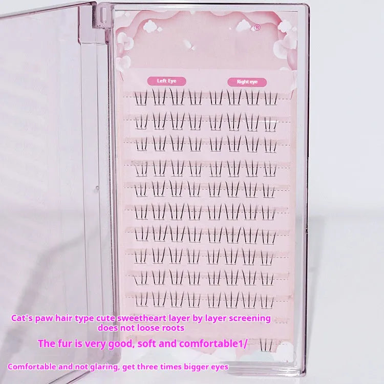 Kitten's paw false lower eyelashes with 12-row segmented design and 4-6mm length variation