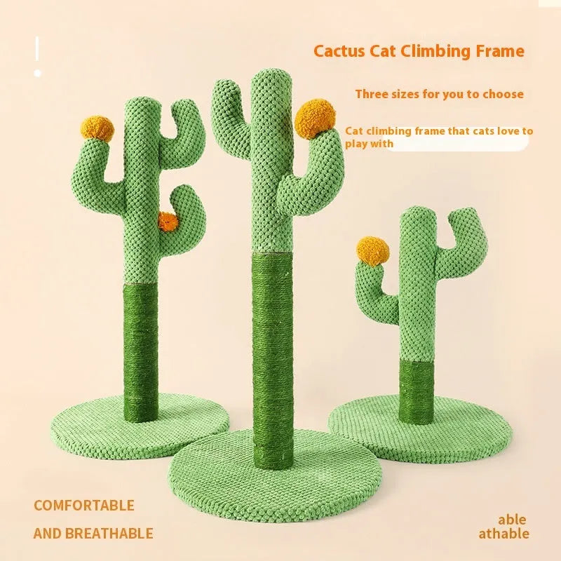 Cactus design cat scratch board with coconut tree element for cats to scratch and climb
