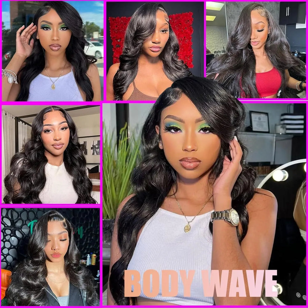 Black full-head wig with medium-long curly hairstyle on a wig stand.