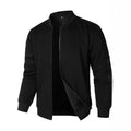 Men's loose fit knitted jacket in a business casual style, shown in grey.