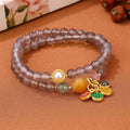 Natural grey agate bracelet with two circles and safe and happy design for women