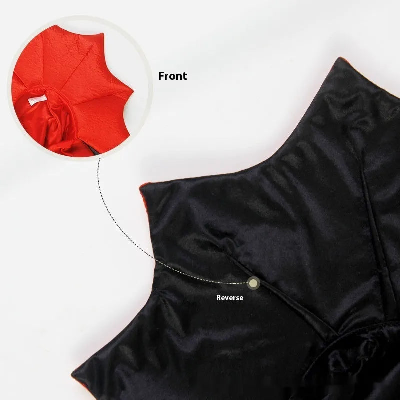 Black and red Halloween pet costume for cats and dogs with free-size polyester construction
