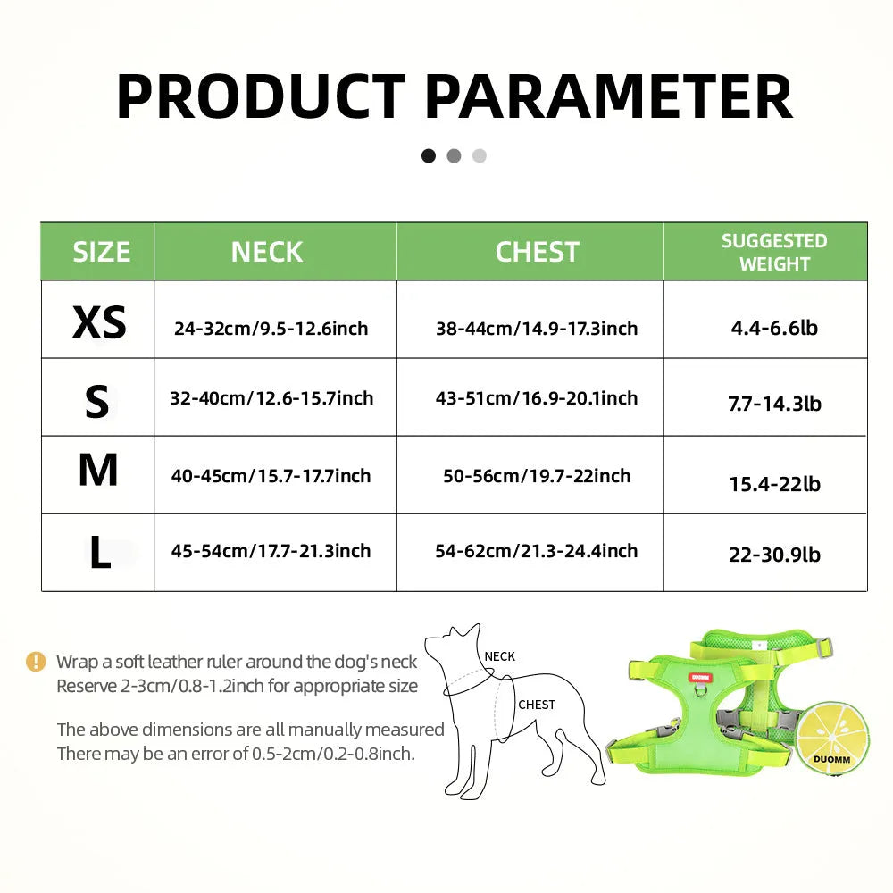 Pet backpack chest strap harness with anti-slip traction rope in green colour