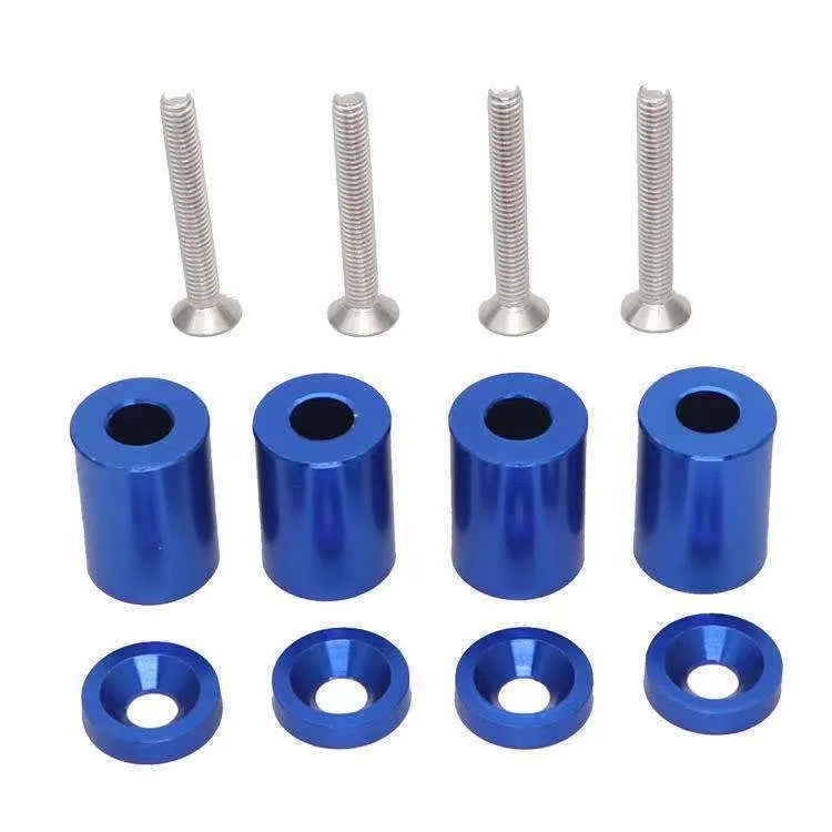 Aluminium car machine cover pad height sheet kit with screws, nuts, washers in red, blue, black colours.