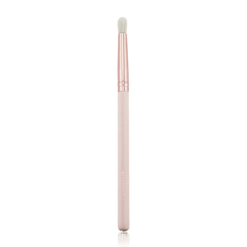 26-piece pink makeup brush set with wool bristles and wooden handles in PU storage bag