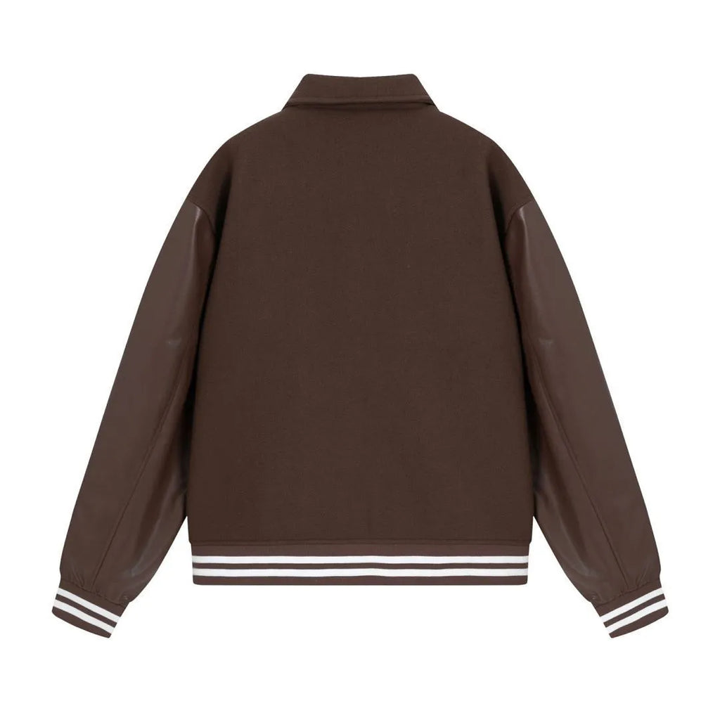 Women's bone embroidered woolen jacket in apricot colour with long sleeves for autumn winter wear
