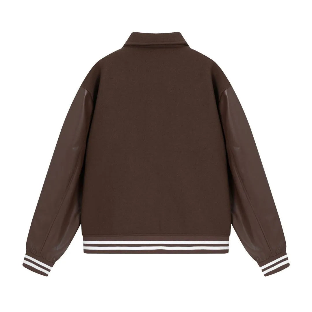 Women's woolen jacket with stickers bone embroidery in apricot colour, autumn winter outerwear