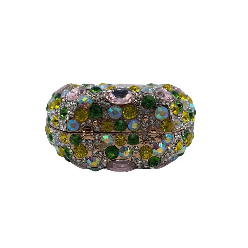 Women's gold alloy clutch bag with full diamond crystal decoration for evening events