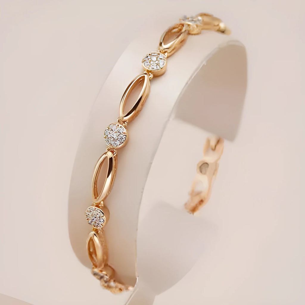 Golden hollow carved copper bracelet with U-shaped design for women