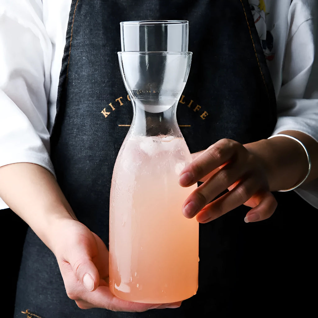 Transparent glass kettle and water cup set, Nordic style cold kettle for juice, milk and scented tea