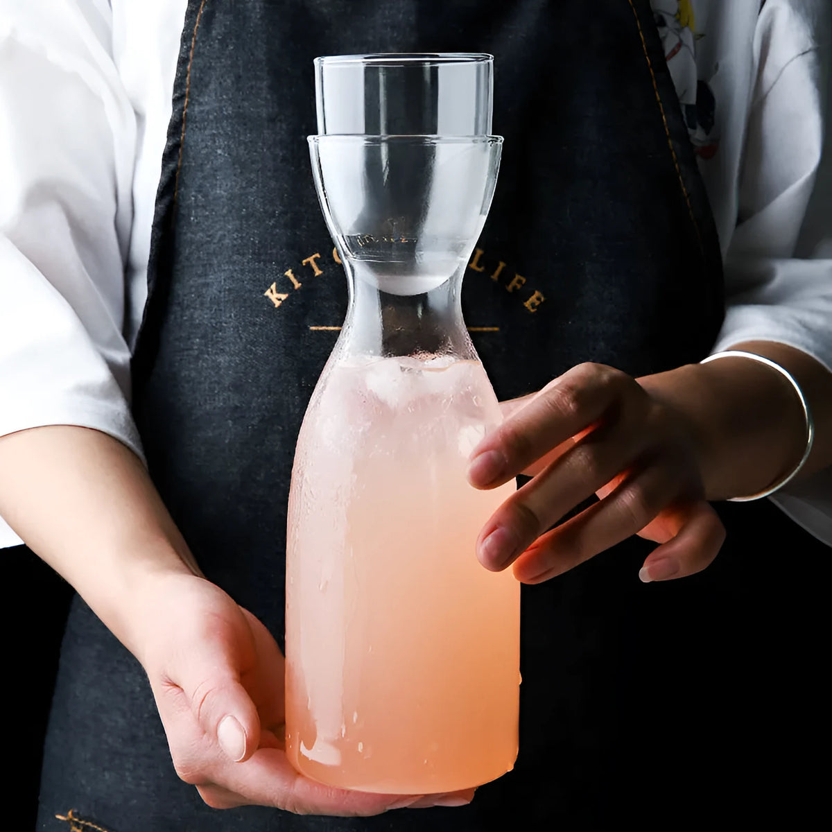 Transparent glass kettle and water cup set, Nordic style cold kettle for juice, milk and scented tea