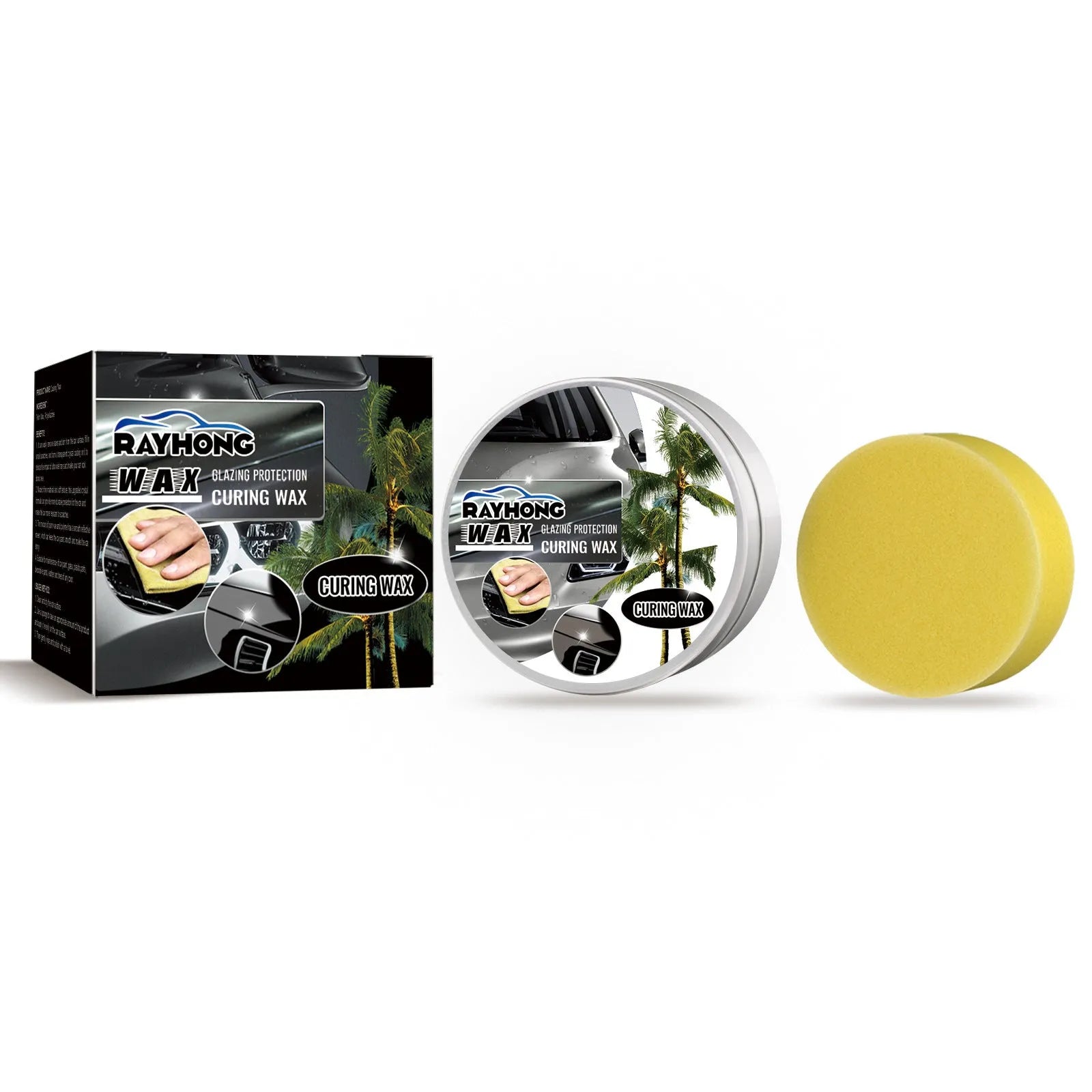 Car coating wax tin and sponge applicator for automotive paint protection