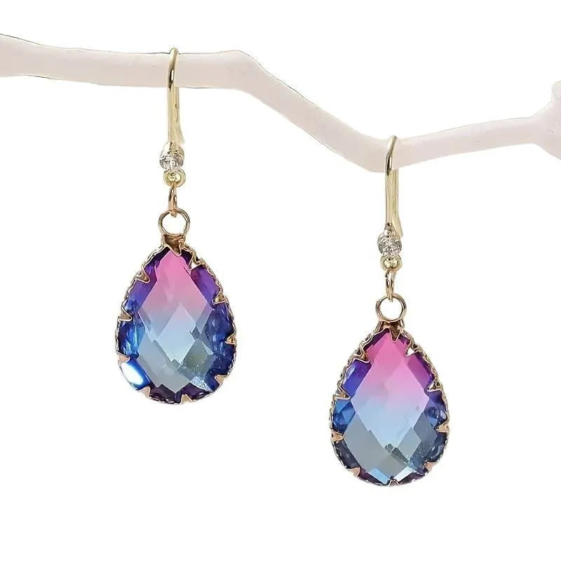 Coloured glaze heart-shaped earrings for women in blue, yellow, purple, or red colour variations