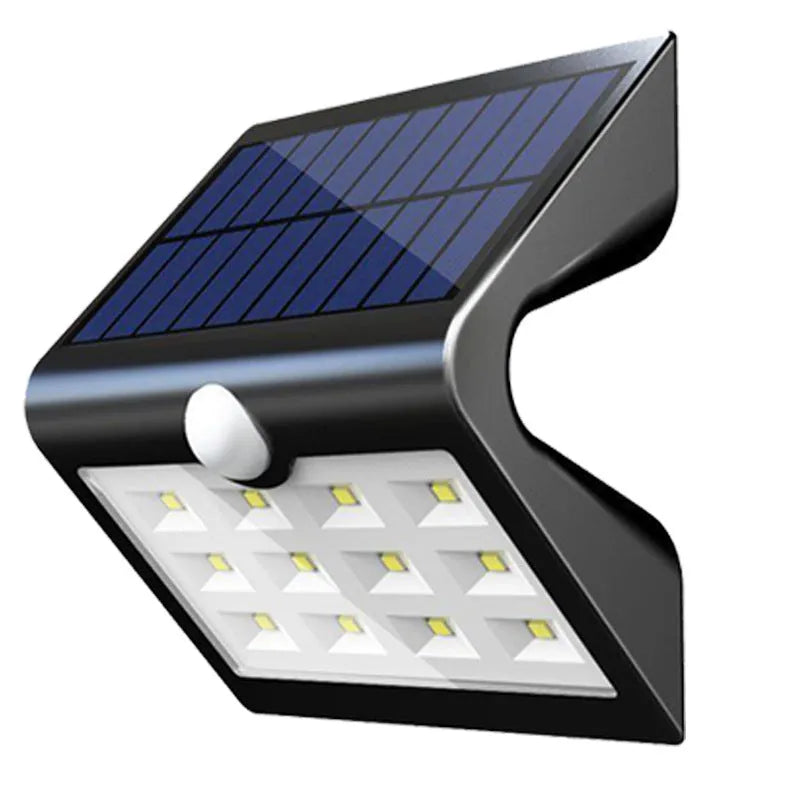 Solar outdoor wall light with waterproof housing and integrated solar panel for garden security illumination