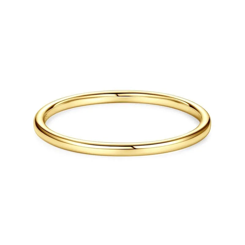 Simple geometric S925 sterling silver bracelet ring shown on a finger, with k gold and k platinum plated version options.