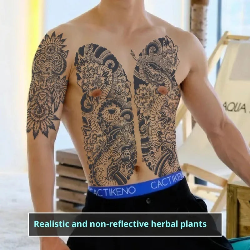 Half arm simulation tattoo sticker with Chinese style sleeve pattern, water transfer printing
