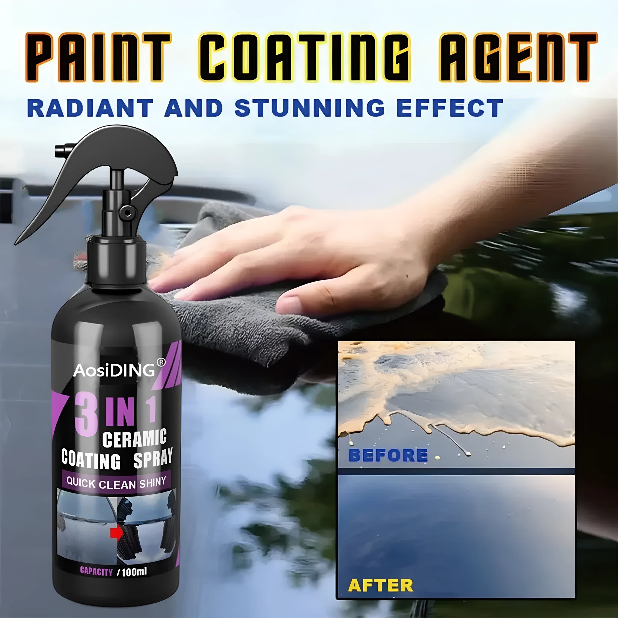 AosiDING 100ml three-in-one ceramic coating car paint protection set with applicator