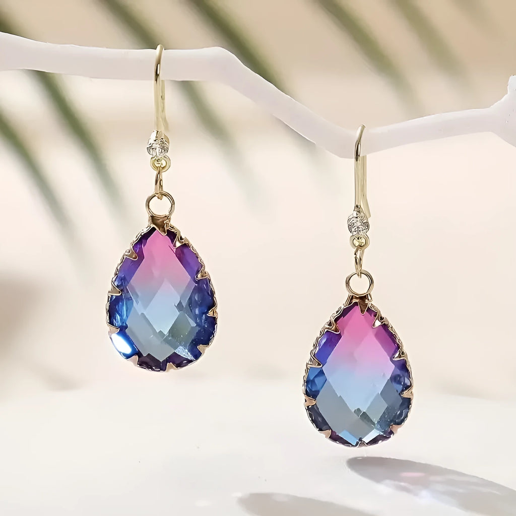 Coloured glaze heart-shaped earrings for women in blue, yellow, purple, or red colour variations