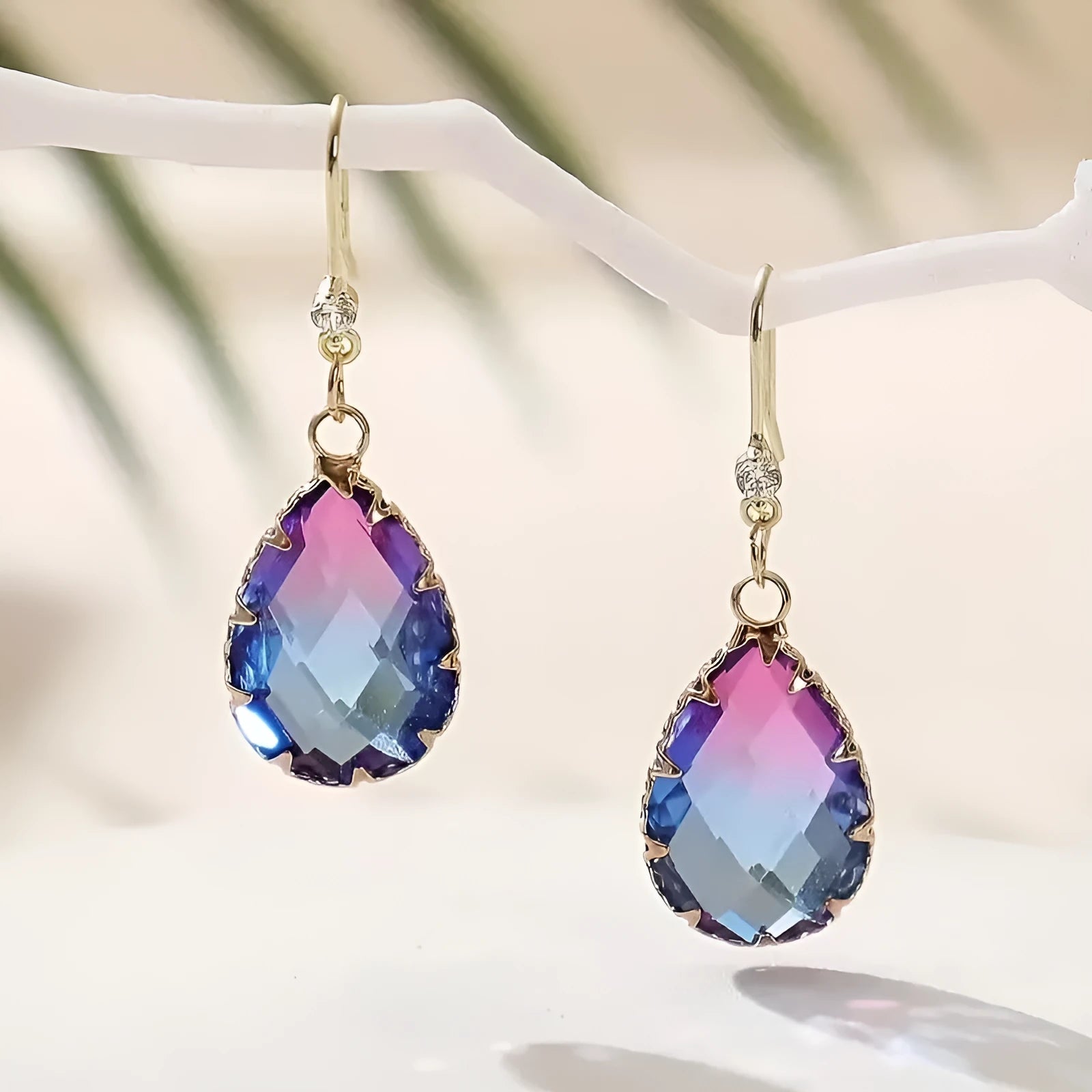 Coloured glaze heart-shaped earrings for women in blue, yellow, purple, or red colour variations
