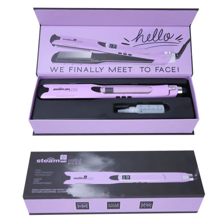 Mini steam splint hair straightener in champagne colour with curling and straightening functions