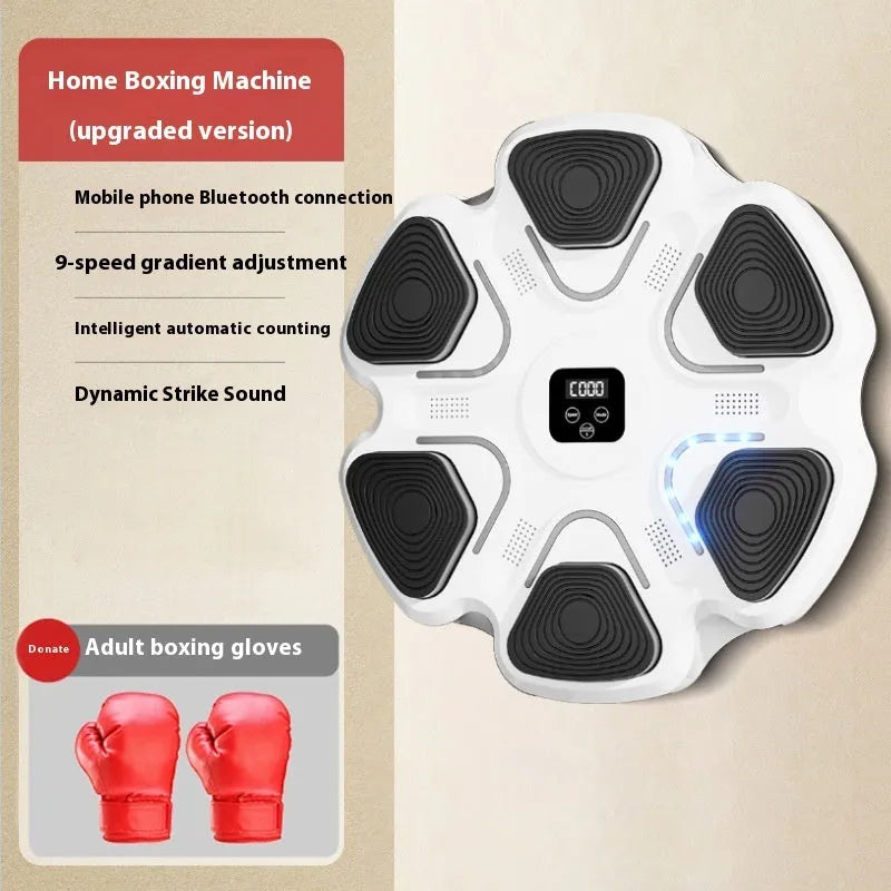 Smart music boxing wall target with electronic reaction training and pressure-sensitive gloves