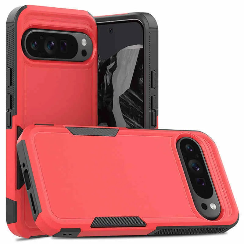 Two-in-one double-layer drop-resistant phone case for Google Pixel 9 in black with TPU and PC construction