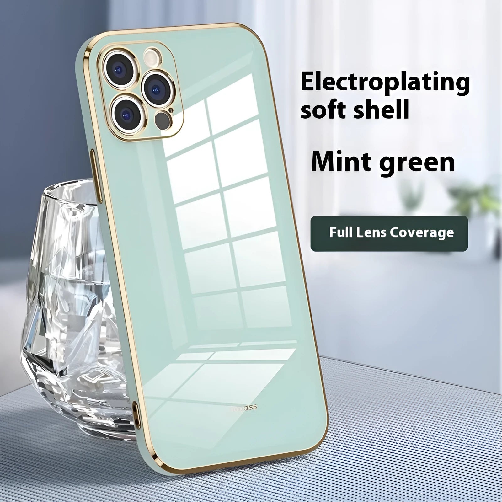 6D straight edge electroplating iPhone case for iPhone 16 in mint green colour