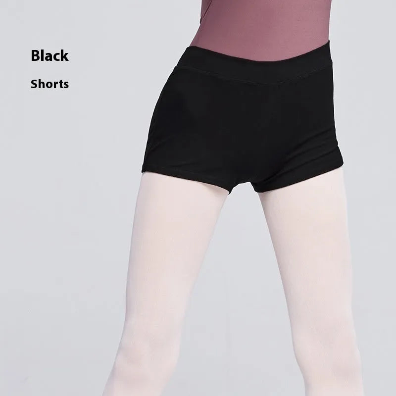 Black solid colour cotton dance pants for women's ballet practice and fitness exercise.