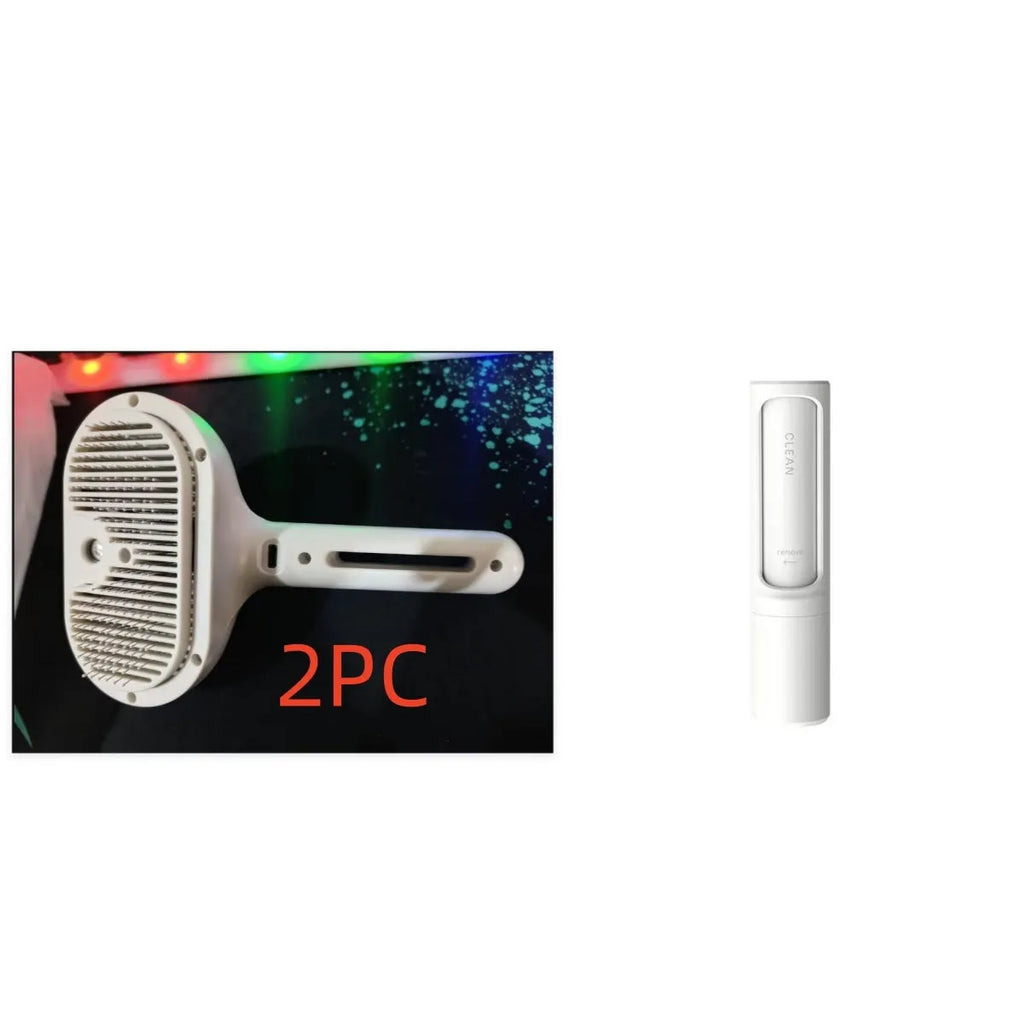 White self-cleaning pet comb with misting function, ABS, 20.05 x 11.5 x 7cm, for dog grooming