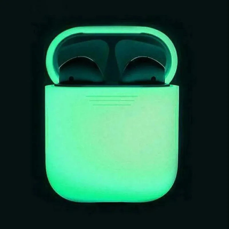 Luminous solid colour silicone flip-top protective case for AirPods.